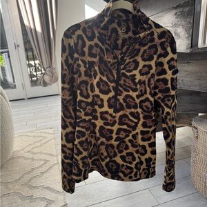 Goldbergh Leona Ski Pulley Leopard Print Zip Pullover medium